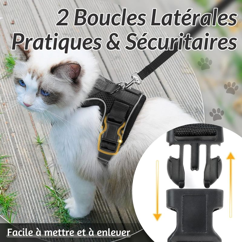 UAMLY Harnais et laisses réfléchissants pour chats(Noir)