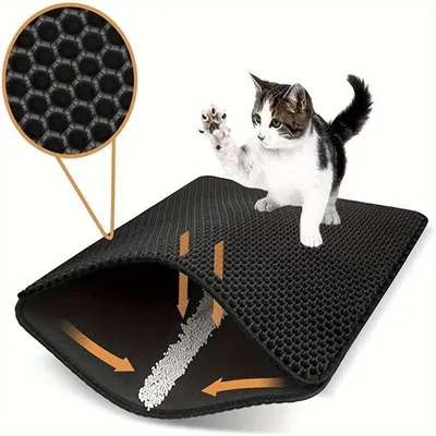 UAMLY Tapis pour Bac à Litière pour Chat EVA Double Couche
