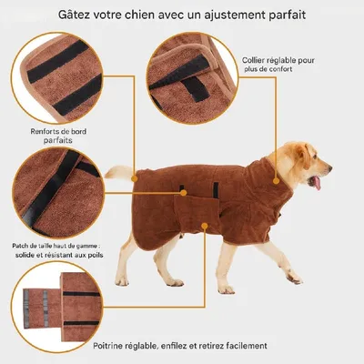Petopia Peignoir en Microfibre pour Chien Moyen et Grand