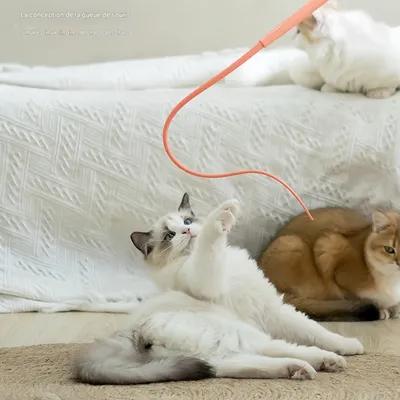 FurryFusion Jouet baguette pour chat en forme de queue de souris simulée
