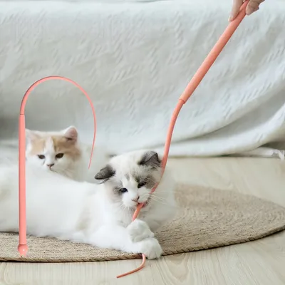 FurryFusion Jouet baguette pour chat en forme de queue de souris simulée