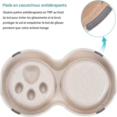 IntiMeg Comedero doble de alimentación lenta para perros y gatos