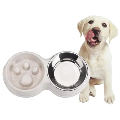 IntiMeg Comedero doble de alimentación lenta para perros y gatos