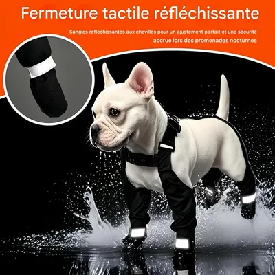 FurryFusion Regenstiefel für Hunde mit reflektierenden Riemen FurryFusion Regenstiefel für Hunde mit reflektierenden Riemen