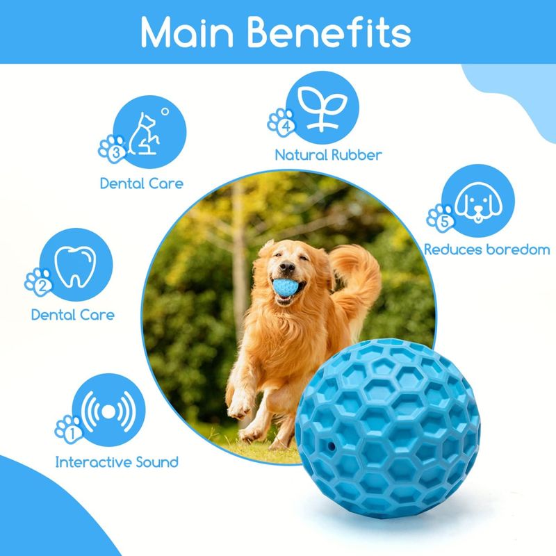 Balle pour chien, jouet à mâcher qui couine