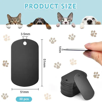 IntiMeg Médailles d'identification pour chiens et chats 30PCS