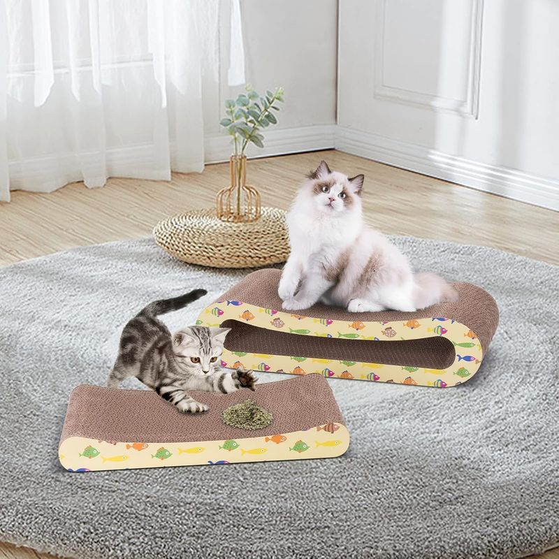 Planche à gratter 2 en 1 pour chat avec herbe à chat