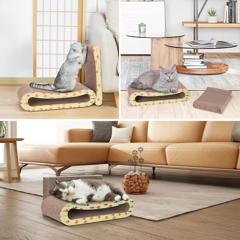Planche à gratter 2 en 1 pour chat avec herbe à chat