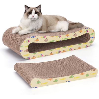 Planche à gratter 2 en 1 pour chat avec herbe à chat
