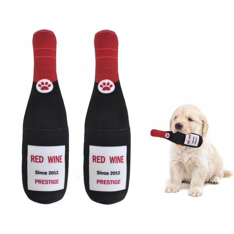 Pet Planet Chiens Vin Rouge Deux Jouets à Couinement