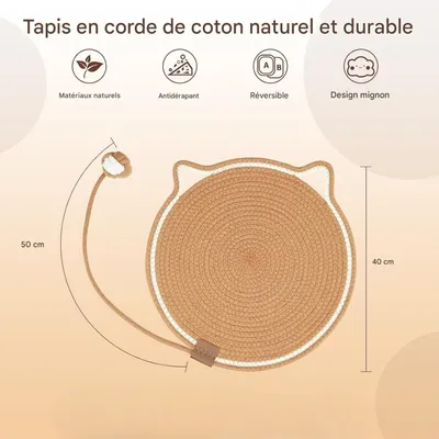 Pet Planet Chats Tapis de Griffe en Corde de Coton Naturelle Griffeuse