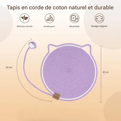 Pet Planet Chats Tapis de Griffe en Corde de Coton Naturelle Griffeuse