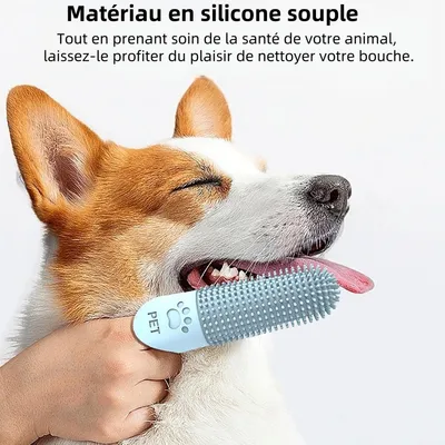 Pet Planet Chiens Kit De Trois Brosse A Dents En Silicone Pour Animaux