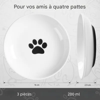 Pet Planet Chats Bol de Nourriture en Céramique Lot de 3