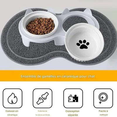 Petopia Double bol en céramique pour chat, pour la protection de la colonne