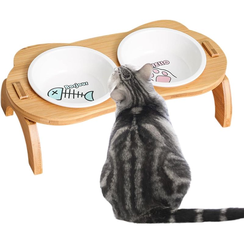 UAMLY 2 bols en céramique pour chat surélevés