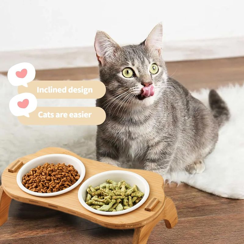 UAMLY 2 bols en céramique pour chat surélevés