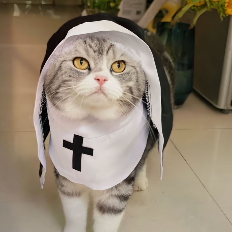 FurryFusion Costume Religieuse pour chat