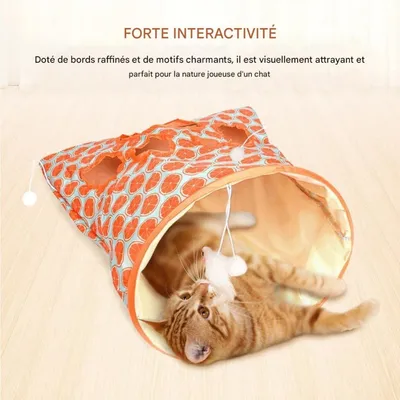 Pet Planet Chats Tunnels Pliables avec Sacs à Rideaux Jouets