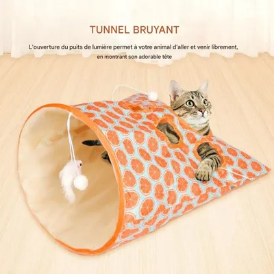 Pet Planet Chats Tunnels Pliables avec Sacs à Rideaux Jouets