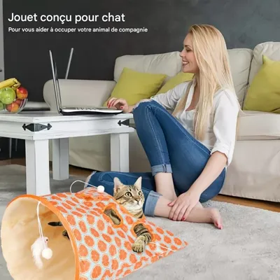 Pet Planet Chats Tunnels Pliables avec Sacs à Rideaux Jouets