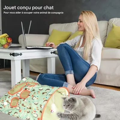 Pet Planet Chats Tunnels Pliables avec Sacs à Rideaux Jouets