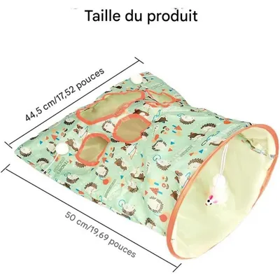 Pet Planet Chats Tunnels Pliables avec Sacs à Rideaux Jouets