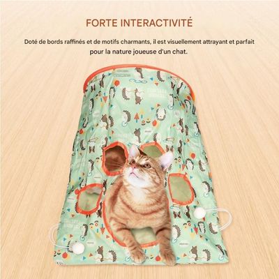 Pet Planet Chats Tunnels Pliables avec Sacs à Rideaux Jouets