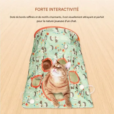Pet Planet Chats Tunnels Pliables avec Sacs à Rideaux Jouets