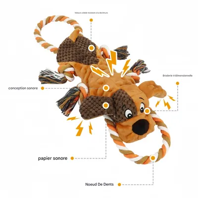 FurryFusion Jouet pour chien en peluche en corde de coton