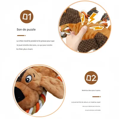 FurryFusion Jouet pour chien en peluche en corde de coton