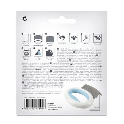 MPETS - Peigne MINI - Dents molles - 8x8,5 cm - Bleu