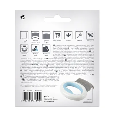 MPETS - Peigne MINI - Dents molles - 8x8,5 cm - Bleu