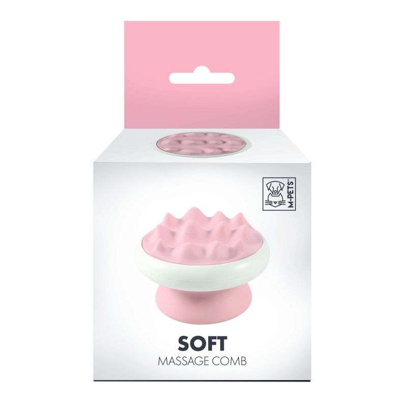 MPETS - Peigne massage SOFT - Dents grosses - 8x5,4 cm - Rose