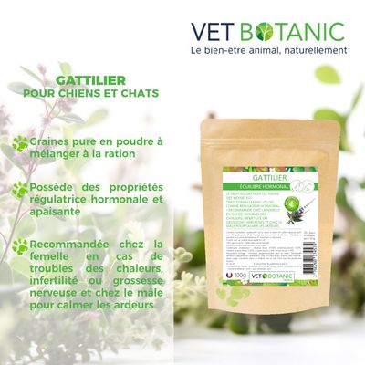 GATTILIER Graine pure en poudre - Equilibre hormonal chiens et chats