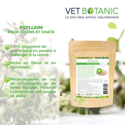 PSYLLIUM tégument pur en poudre - Transit digestif chiens et chats