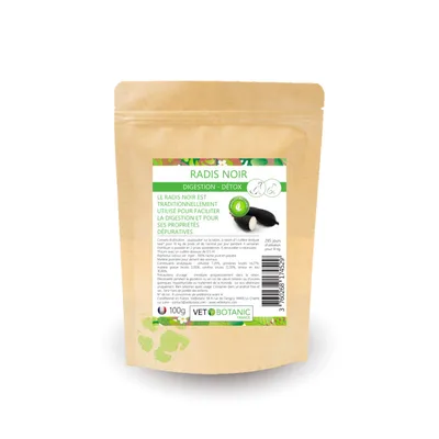 RADIS NOIR Plante pure en poudre - Digestion et détox chiens et chats