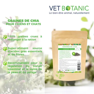 GRAINES DE CHIA - Digestion et pelage chiens et chats