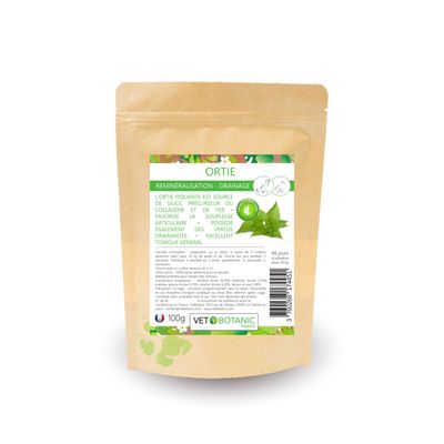 ORTIE Plante pure en poudre - Reminéralisation & draînage chiens et chats