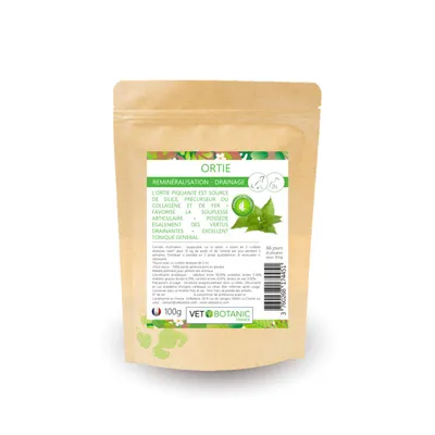 ORTIE Plante pure en poudre - Reminéralisation & draînage chiens et chats