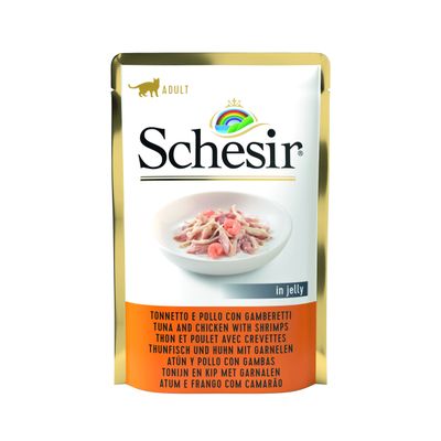 SCHESIR - Pâtée en gelée thon/poulet/crevettes chat (sachet 85g) - SCHESIR