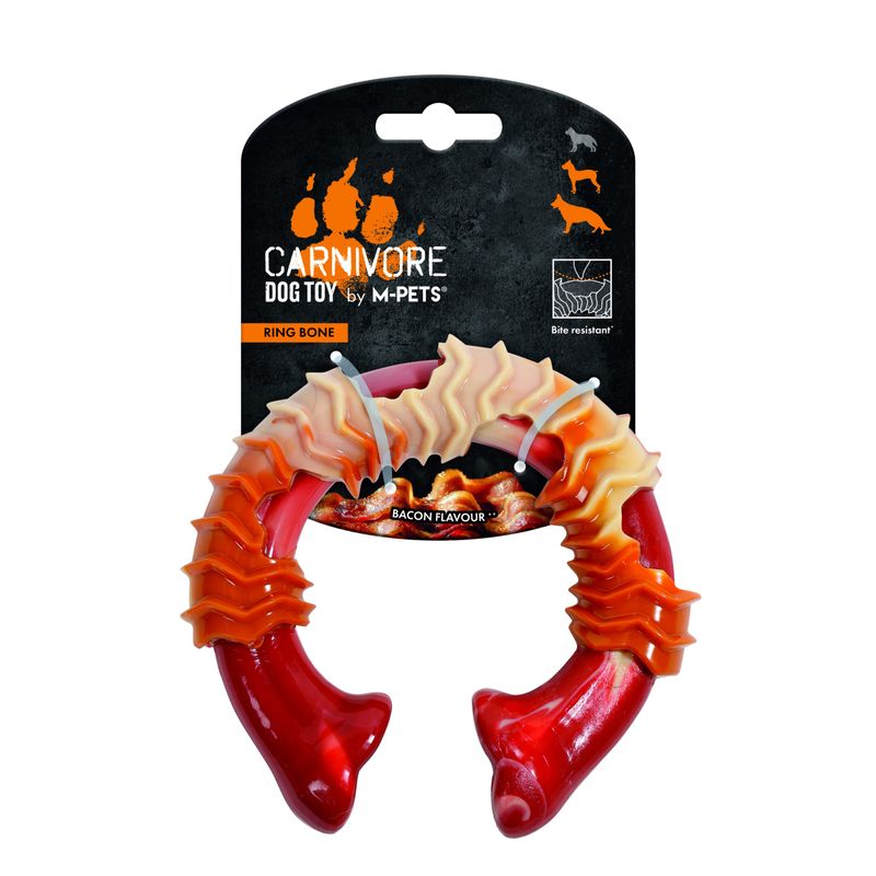 MPETS - Jouet à Macher CARNIVORE Ring Bone L - Gout Bacon