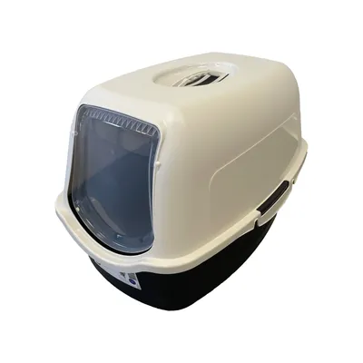 PET DESIGN Sacha Maison de toilette - 56 x 40 x 39 cm - Noir et blanc - Pou