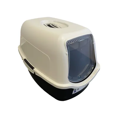 PET DESIGN Sacha Maison de toilette - 56 x 40 x 39 cm - Noir et blanc - Pou