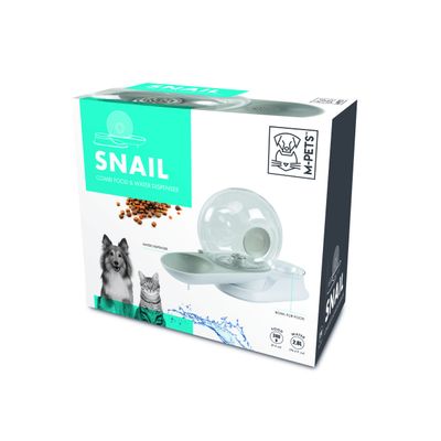 MPETS SNAIL Distributeur croquettes + eau (filtre) - 2800 ml + 240 g - Gris
