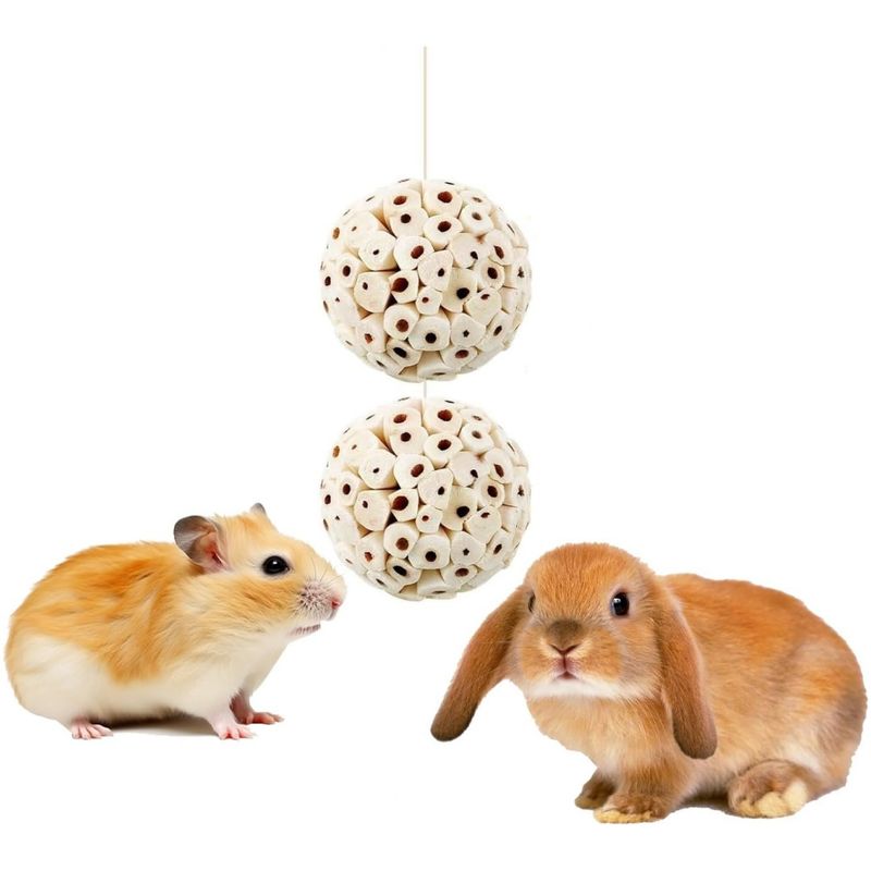 IntiMeg Lot de 3 balles naturelles à mâcher pour oiseaux