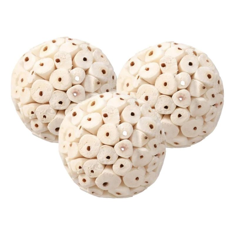 IntiMeg Lot de 3 balles naturelles à mâcher pour oiseaux