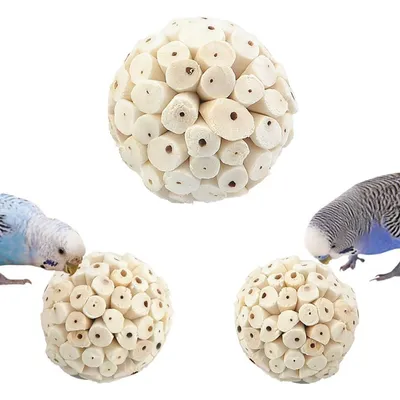 IntiMeg Juego de 3 pelotas masticables naturales para pájaros
