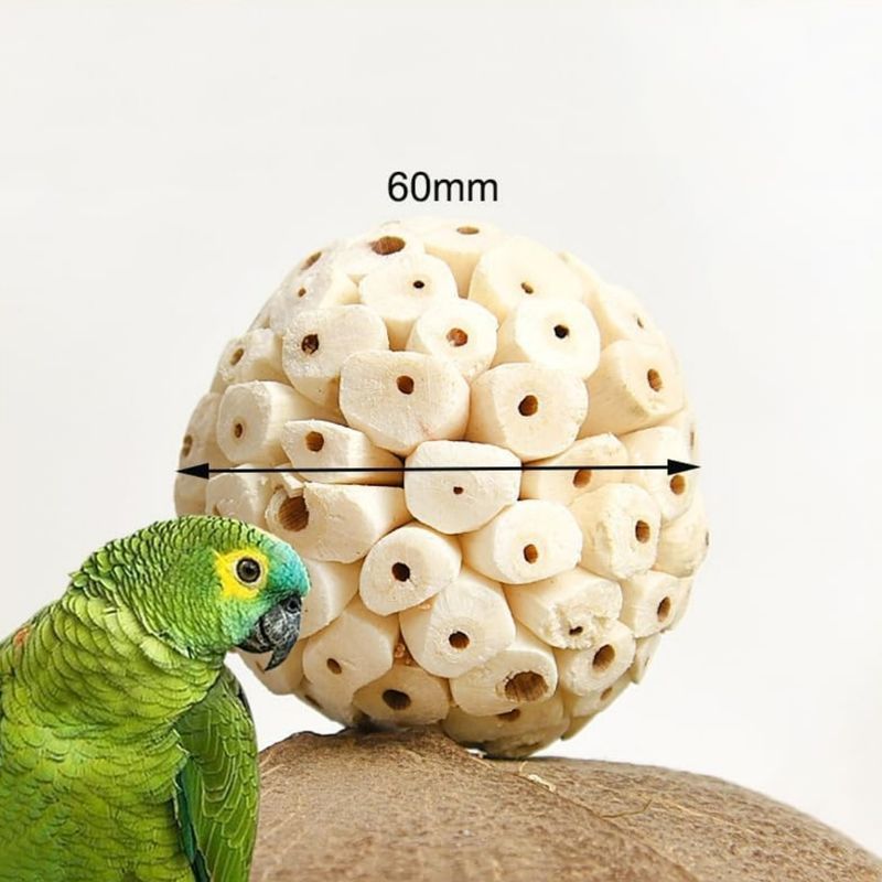 IntiMeg Lot de 3 balles naturelles à mâcher pour oiseaux