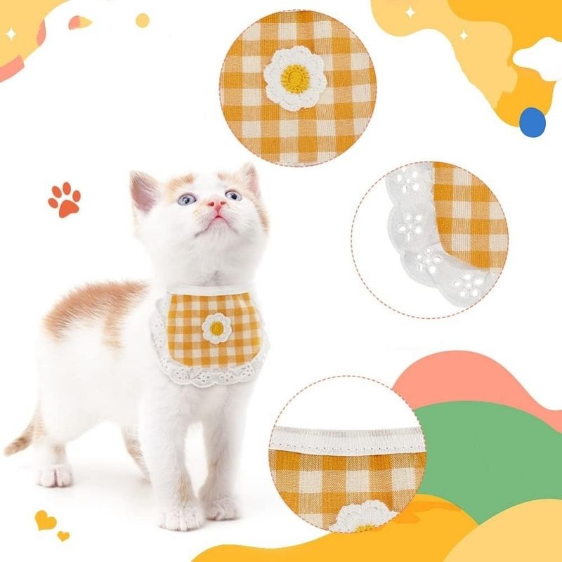 Pet Planet 4 Pcs Dentelle Bandana Pour Chien Chat